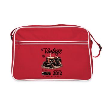 Geburtstag eines Vintage-Traktor-Bauers im Jahr 2012 - Retro Tasche - Rot/Weiß - Vorne