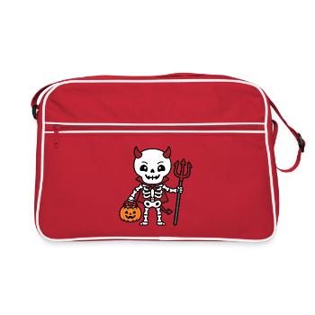 Teufelsskelett Halloween Kürbis Gruseliger Horror-Gif - Retro Tasche - Rot/Weiß - Vorne