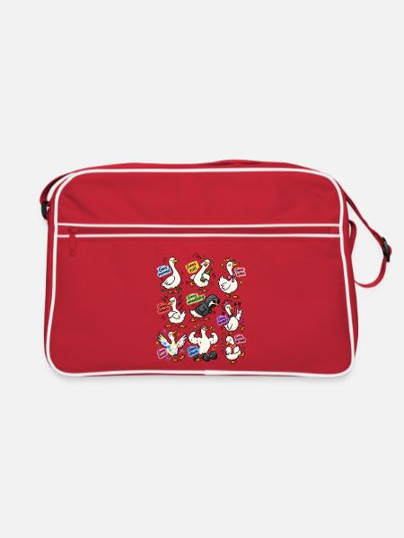 Gans lustige Gänse Wortspiele - Retro Tasche - Rot/Weiß