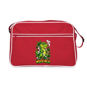 Weed-Rex Smoking Joint Cannabis Dinosaur Design - Retro Tasche - Rot/Weiß - Vorne