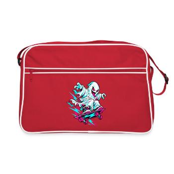 Neon Geist auf Skateboard - Retro Tasche - Rot/Weiß - Vorne
