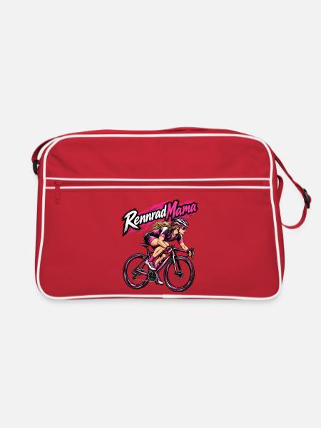 Rennrad Mama Pinkpower Frauen - Retro Tasche - Rot/Weiß
