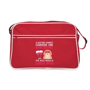 Lhasa Apso - Retro Tasche - Rot/Weiß - Vorne