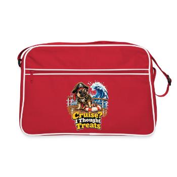 Cruise I Thought Treats Mops Pirat Halloween - Retro Tasche - Rot/Weiß - Vorne