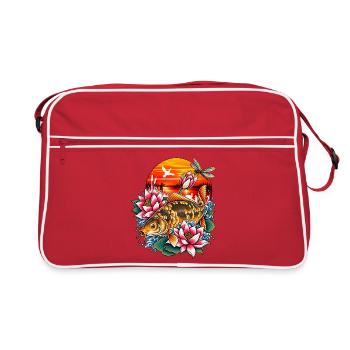 Carpe_miroir_dans_un_coucher_de_soleil - Retro Tasche - Rot/Weiß - Vorne