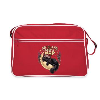 My Plans Need A Nap – Katzen Schlafspruch - Retro Tasche - Rot/Weiß - Vorne