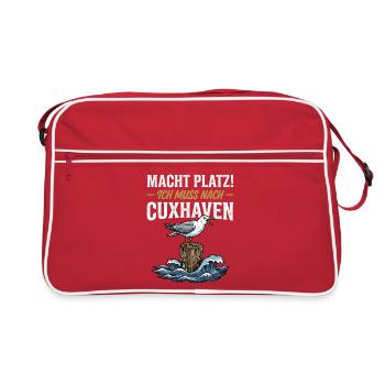 Cuxhaven Möwe Nordsee Maritim Vintage Spruch - Retro Tasche - Rot/Weiß - Vorne