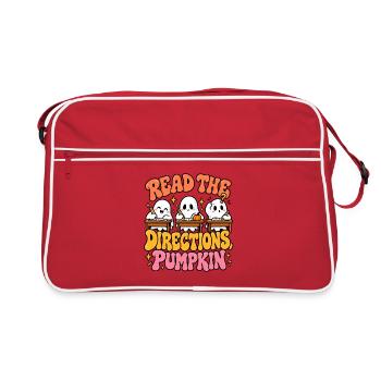 Read the Directions Pumpkin Cartoon - Retro Tasche - Rot/Weiß - Vorne
