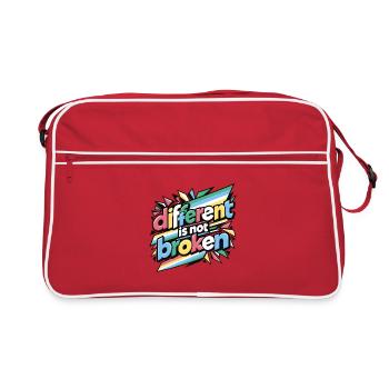 Anders ist nicht kaputt | Zitat von Disability Pride - Retro Tasche - Rot/Weiß - Vorne