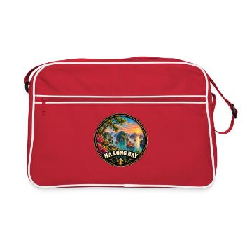 Vietnam Ha Long Bay Sonnenuntergang Urlaub - Retro Tasche - Rot/Weiß - Vorne