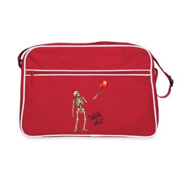 Tja, verdammt, lustiger Skelett, roter Ballon, dunkler Humor - Retro Tasche - Rot/Weiß - Vorne