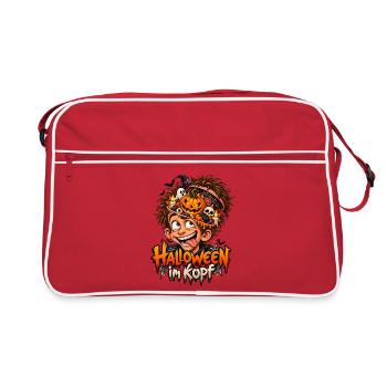Lustiges Halloween-Motiv Halloween im Kopf - Retro Tasche - Rot/Weiß - Vorne