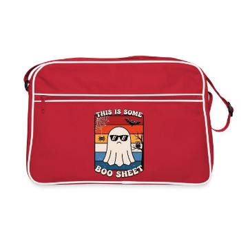 Lustiger Geist mit cooler Sonnenbrille Halloween  - Retro Tasche - Rot/Weiß - Vorne