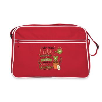 Babyankündigung Schwangerschaft Kleines Wunder - Retro Tasche - Rot/Weiß - Vorne