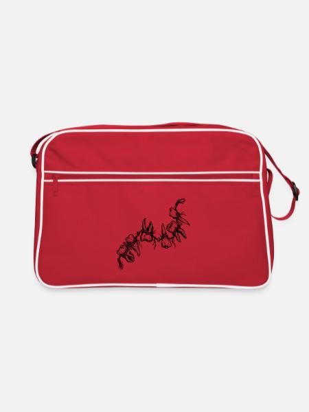 Knochen-Talisman-Halskette – Gotische Zähne und Reißzähne - Retro Tasche - Rot/Weiß