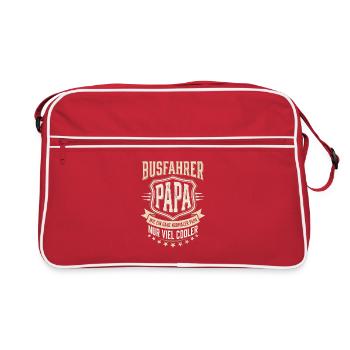 Busfahrer Papa Wie Normaler Papa Nur Viel Cooler - Retro Tasche - Rot/Weiß - Vorne