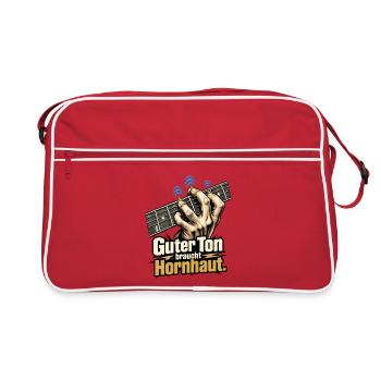 Gitarrist Gitarre spielen Hornhaut Spruch - Retro Tasche - Rot/Weiß - Vorne