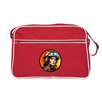 Feuerwehrfrau - Retro Tasche - Rot/Weiß - Vorne
