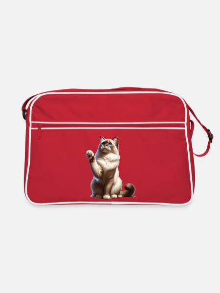 Birma Katze Birman Cat - Retro Tasche - Rot/Weiß