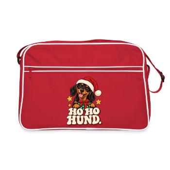 Ho Ho Hund Weihnachtsdesign - Retro Tasche - Rot/Weiß - Vorne