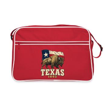 Texas Bison 1845 Flag Vintage - Retro Tasche - Rot/Weiß - Vorne