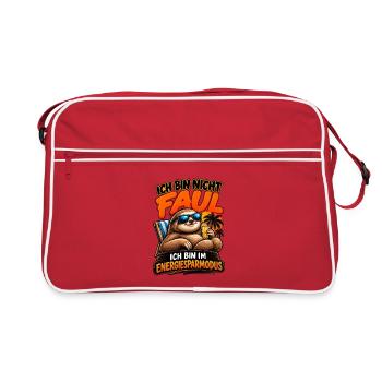 Energiemodus Faultier - Retro Tasche - Rot/Weiß - Vorne