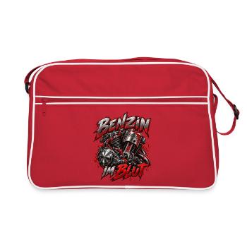 Mottorad - Benzin im Blut Motorradfahren Biker/in - Retro Tasche - Rot/Weiß - Vorne