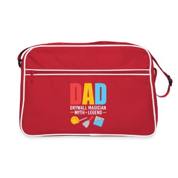 Baustelle Trockenbau Montage Monteur Vater Papa - Retro Tasche - Rot/Weiß - Vorne