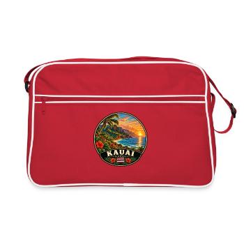 Kauai Hawaii Urlaub Sommer Strand Sunset - Retro Tasche - Rot/Weiß - Vorne