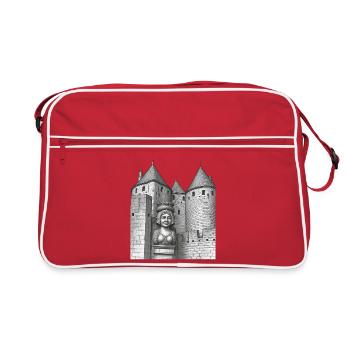 Festungs- und Büstenkönigin mittelalterliche Stadt - Retro Tasche - Rot/Weiß - Vorne
