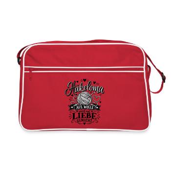 Häkeloma Aus Wolle wird Liebe gemacht - Retro Tasche - Rot/Weiß - Vorne