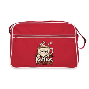 Lustiges Motiv für Kaffeefans - Kaffee dann reden - Retro Tasche - Rot/Weiß - Vorne