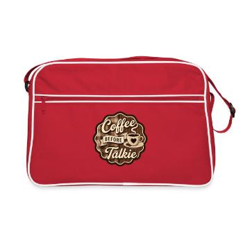 Coffee before Talkie funny Coffee Sayings - Retro Tasche - Rot/Weiß - Vorne