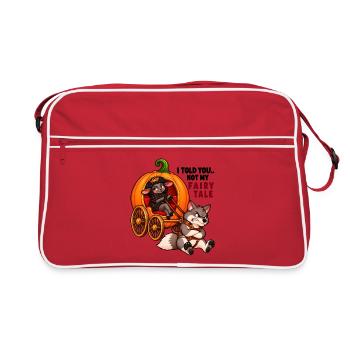 Schwarze Schaf-, Wolf- und Kürbiswagen. - Retro Tasche - Rot/Weiß - Vorne