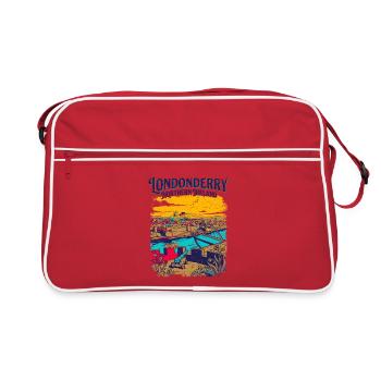 Vintage Londonderry Northern Ireland Cityscape - Retro Tasche - Rot/Weiß - Vorne