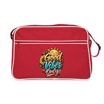 Good Vibes Only Positive Vibes Sonnenblume & Sonne - Retro Tasche - Rot/Weiß - Vorne