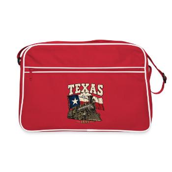 Texas Eisenbahn 1845 Vintage - Retro Tasche - Rot/Weiß - Vorne