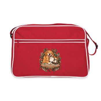 Herzpfoten Kuschelduo - Retro Tasche - Rot/Weiß - Vorne