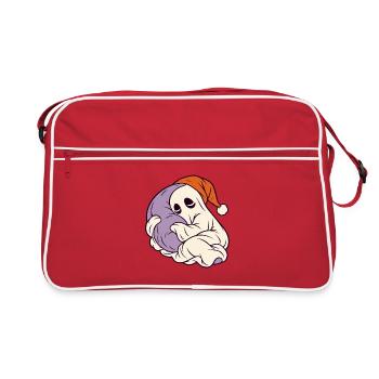 Schlafender Geist mit Weihnachtsmütze - Retro Tasche - Rot/Weiß - Vorne