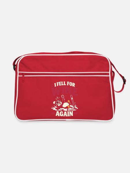 Skifahrer Wein Après Ski Winterspaß - Retro Tasche - Rot/Weiß