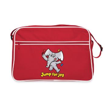 Jump for Joy Elefant Charlie Cartoon - Retro Tasche - Rot/Weiß - Vorne