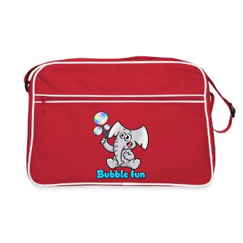 Charlie, der Elefant, Blasenspaß - Retro Tasche - Rot/Weiß - Vorne