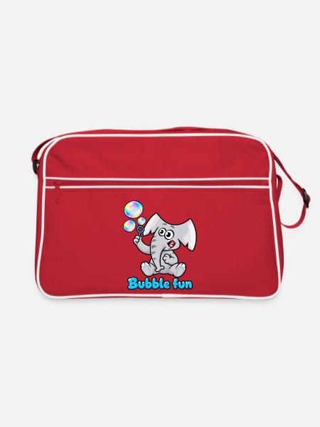 Charlie, der Elefant, Blasenspaß - Retro Tasche - Rot/Weiß