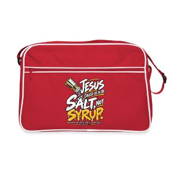 Salz nicht Honig Jesus Bibel Spruch - Retro Tasche - Rot/Weiß - Vorne