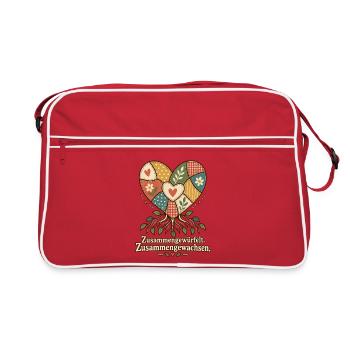 Patchworkfamilie Stiefeltern Bonusmama Bonuspapa - Retro Tasche - Rot/Weiß - Vorne