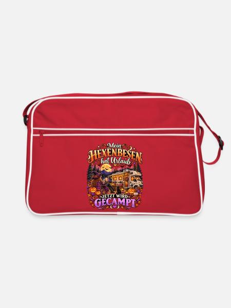 Hexenbesen Urlaub Camping im Wald - Retro Tasche - Rot/Weiß