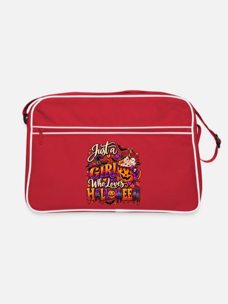 Just a Girl Who Loves Halloween - Retro Tasche - Rot/Weiß