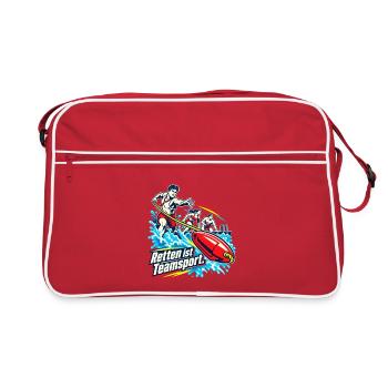 Rettungsschwimmer Wasserrettung Lifeguard Team - Retro Tasche - Rot/Weiß - Vorne