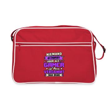 Niemand ist perfekt aber als Gamer - Retro Tasche - Rot/Weiß - Vorne