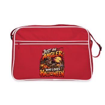 Nur ein Angler der Halloween mag - Retro Tasche - Rot/Weiß - Vorne